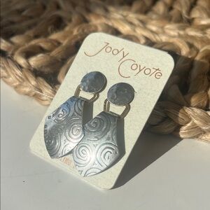 Vintage 90’s Jody Coyote Sterling Silver & 14K Gold Filled Swirl Dangle Earrings